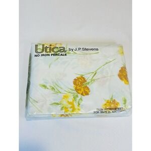 Utica No Iron Percale by JP Stevens Twin Fitted Sheet 50/50 Yellow Floral